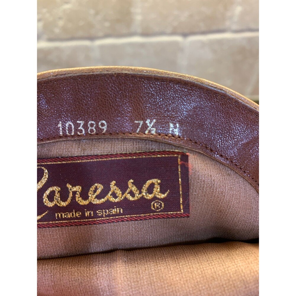 Caressa 70’s Vintage Heeled Boots Brown Leather 7.5 Narrow - Picture 10 of 10